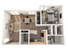 1 Bed 1 Bath 900 Sq Ft